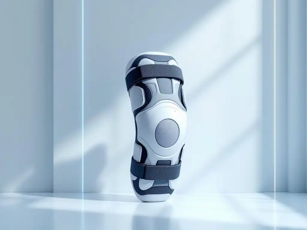 Moderni polvituki keskellä kuvaa valkoisella ja sinisellä taustalla, ammattimaiset säädettävät hihnat näkyvissä